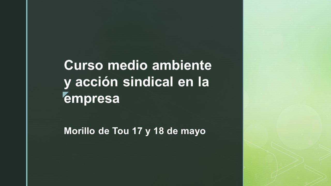 Curso medio ambiente y acción sindical en la empresa. CCOO ARAGÓN. 2023