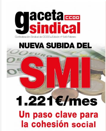 Nueva subida del SMI, toda la información en la Gaceta Sindical.